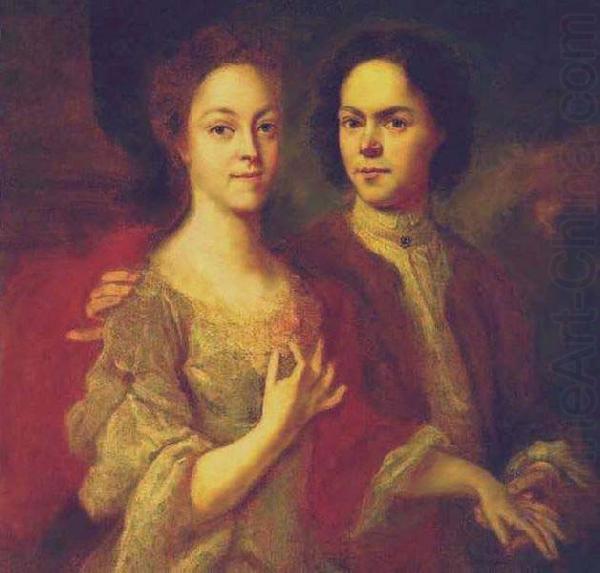 Selfportrait with wife, unknow artist